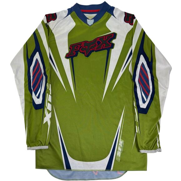 VTG 90s y2k Fox Racing Motorcross Graphic Team Issued RS Green Mens Large Jersey - Picture 1 of 11